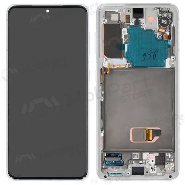 Samsung Galaxy S21 5G skärm (vit) (med ram) (original)
