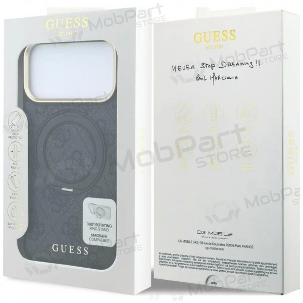 Apple iPhone 18 Pro Max fodral - Guess PU 4G Ring Stand MagSafe (svart)