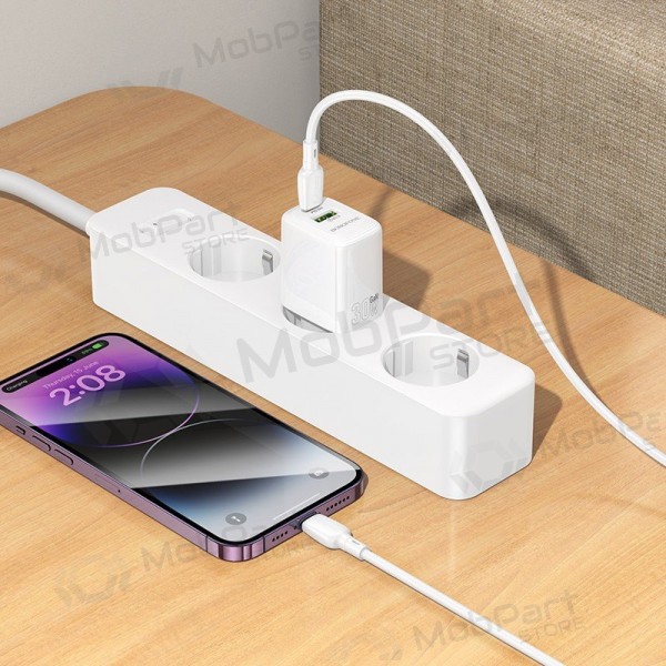 Laddare Borofone BN29 30W USB-C/USB-A + USB-C to Lightning cable 1.0m vit