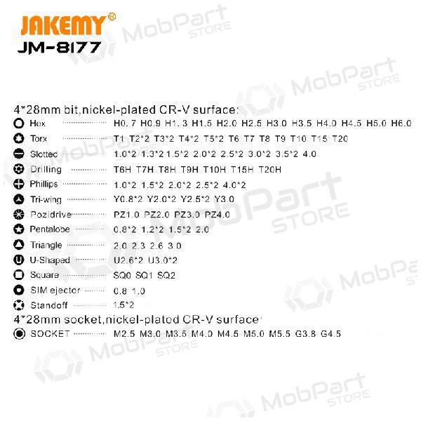 Skruvmejsel (106 antgaliai) Jakemy JM-8177