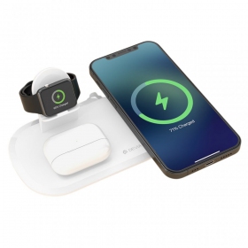 Laddare belaidis Devia 3in1 Smart Phone, Apple Watch, Airpods (vit)