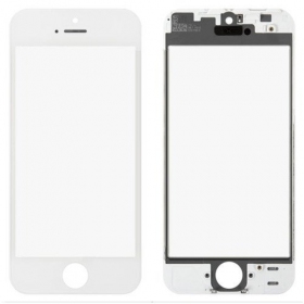 Apple iPhone 5 Skärmglass med ram och OCA (vit) (for screen refurbishing) - Premium