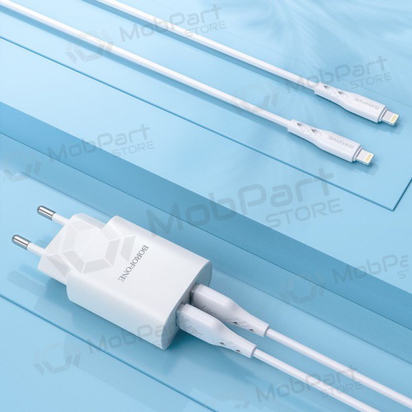 Laddare Borofone BN2 2xUSB 2.1A + Lightning (vit)
