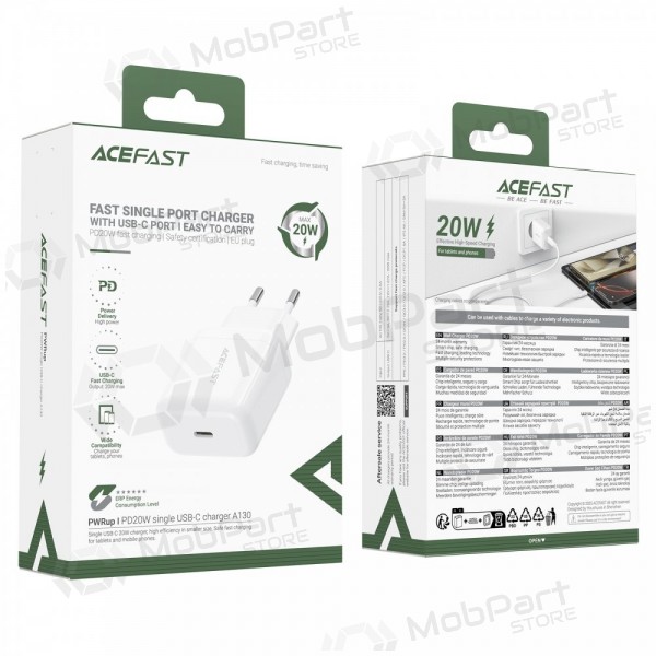 Laddare Acefast A130 20W USB-C vit