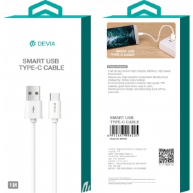 USB kabel Devia Smart Type-C 1.0m (vit)