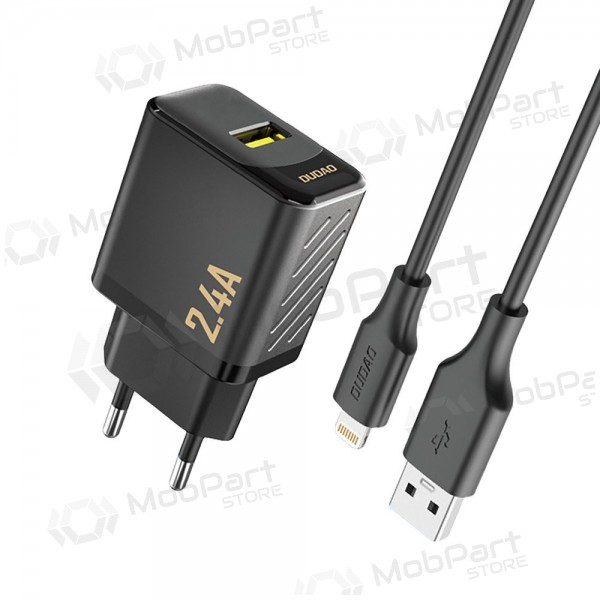 Telefonladdare Dudao A23L 12 W USB-A med USB-A till Lightning-kabel 1 m svart