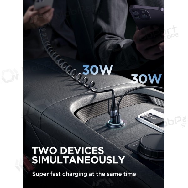 Laddare automobilinis Joyroom JR-CCN04 USB-C/USB-A 60W svart