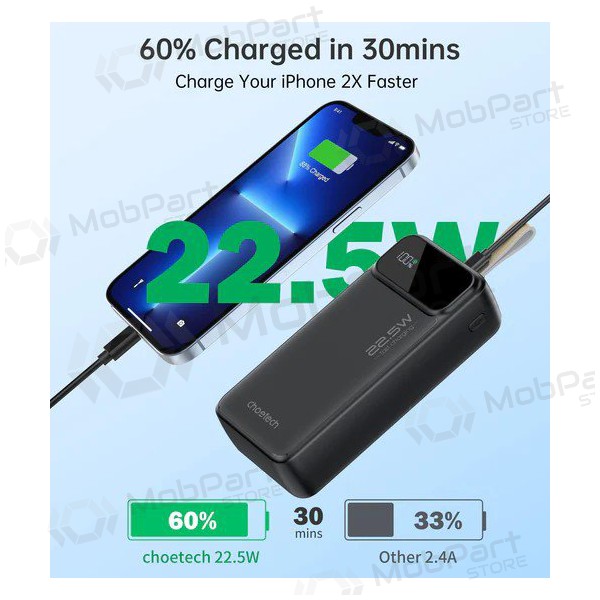 Powerbank Power Bank Choetech B730 22.5W 30000mAh svart