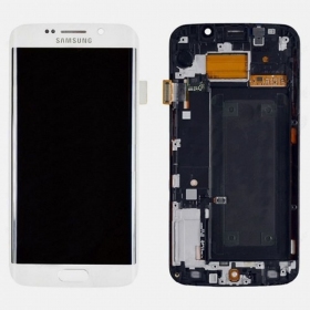 Samsung G925F Galaxy S6 Edge skärm (vit) (med ram) (service pack) (original)