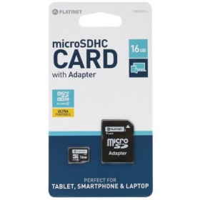 Minneskort Platinet MicroSD 16GB (class10) + SD Adapter