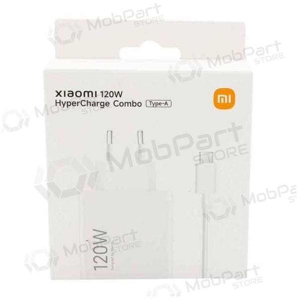 Laddare original Xiaomi (BHR9462EU) 120W + type-C kabel vit med förpackning.
