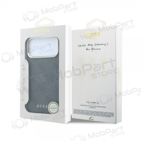 Apple iPhone 18 Pro Max fodral - Guess PU Leather 4G Gold Frame MagSafe (svart)