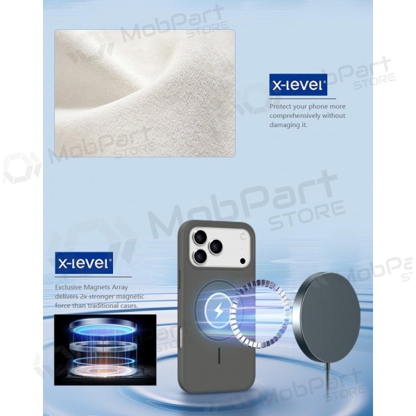 Apple iPhone 16 fodral - X-Level Fluid Skin MagSafe (grå)