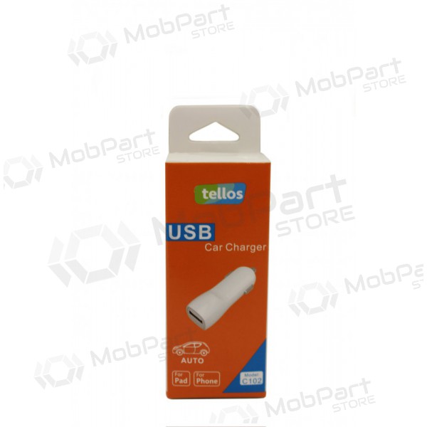 Laddare automobilinis Tellos C102 USB (1A) (vit)