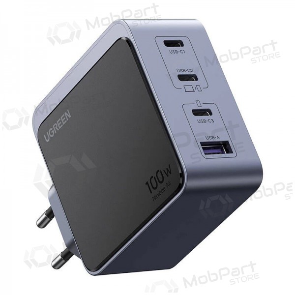 Nätladdare Ugreen X565 100 W GaN 3x USB-C + USB-A grå