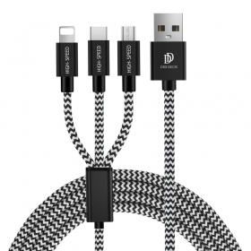 USB kabel Dux Ducis K-ONE 3in1 microUSB-Lightning-Type-C FastCharging 1.2m