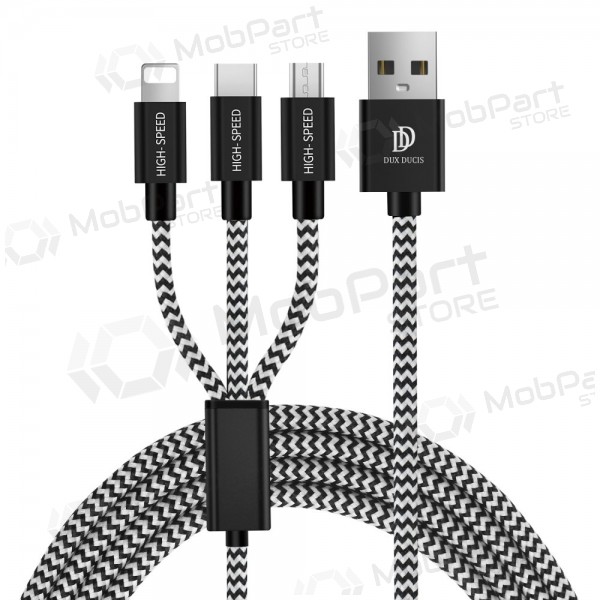 USB-kabel Dux Ducis K-ONE 3in1 microUSB-Lightning-Type-C fastcharging 1.2m