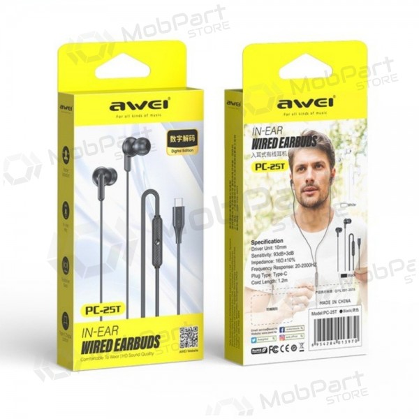 Hörlurar Awei PC-25T USB-C juodos