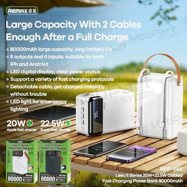 Powerbank Power Bank Remax RPP-566 22.5W 80000mAh grå