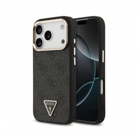 Apple iPhone 18 Pro Max fodral - Guess PU Leather 4G Strass Triangle Logo Gold Frame MagSafe