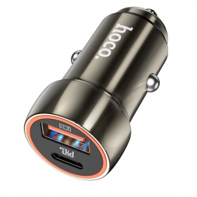 Laddare automobilinis Hoco Z46A USB-A/Type-C PD20W+QC3.0 grå