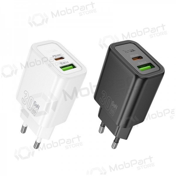 Telefonladdare Hoco N63 30 W GaN USB-C + USB-A svart