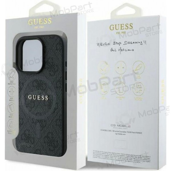 Apple iPhone 16 Pro fodral -Guess PU Leather 4G Colored Ring MagSafe- (svart)