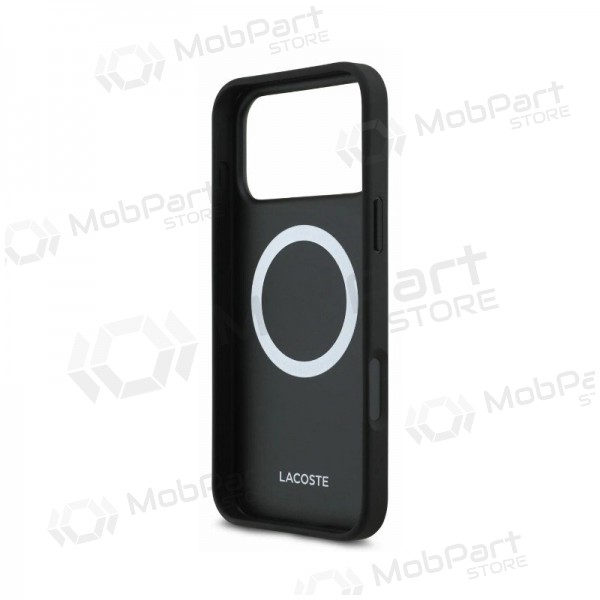 Apple iPhone 18 Pro Max fodral - Lacoste PVC Petit Pique Semi Wrap Embossed MagSafe (svart)