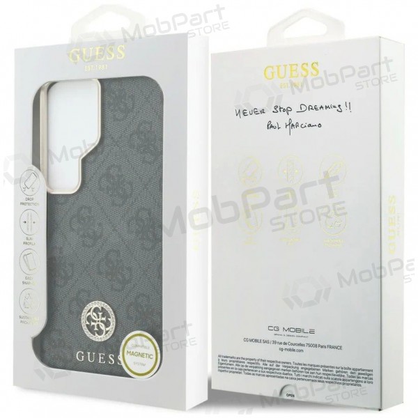 Samsung Galaxy S26 Ultra fodral - Guess PU Leather 4G Strass Logo Gold Frame Magnetic (svart)