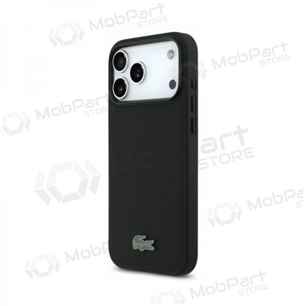 Apple iPhone 18 Pro Max fodral - Lacoste PVC Petit Pique Semi Wrap Embossed MagSafe (svart)