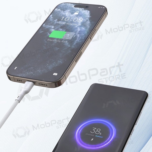 USB-C-kabel Dudao L9C USB-C till USB-C 1 m 65 W vit