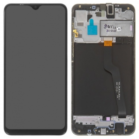 Samsung A105 Galaxy A10 skärm (Dual SIM) (svart) (med ram) (service pack) (original)