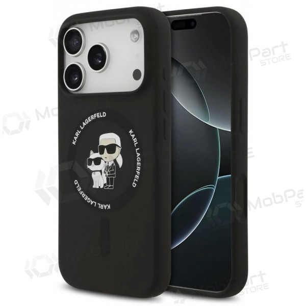 Apple iPhone 17 Pro fodral - Karl Lagerfeld Liquid Silicone Karl and Choupette MagSafe (svart)
