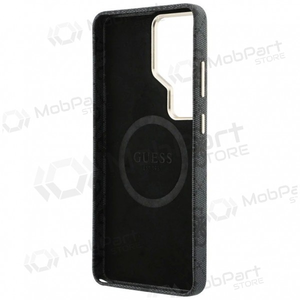 Samsung Galaxy S26 Ultra fodral - Guess PU Leather 4G Strass Logo Gold Frame Magnetic (svart)