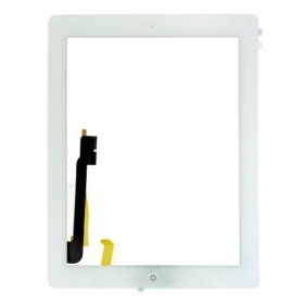 Apple iPad 4 pekskärm med HOME-knapp och hållare (vit)