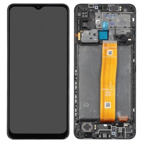 Samsung M127 Galaxy M12 2021 skärm (svart) (med ram) (service pack) (original)
