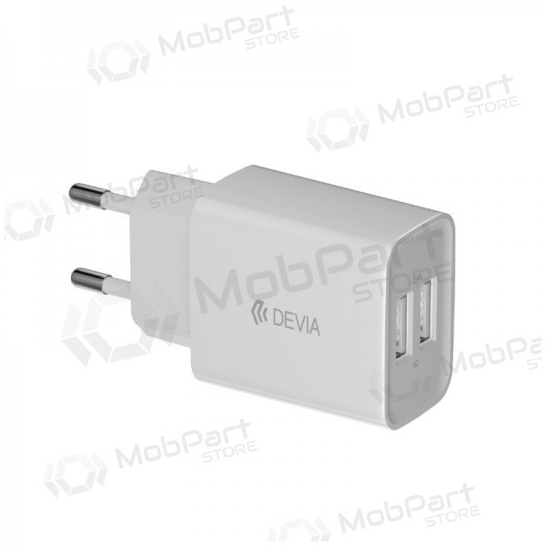 Laddare Devia Smart x 2 USB (2.4A) + MicroUSB, (vit)