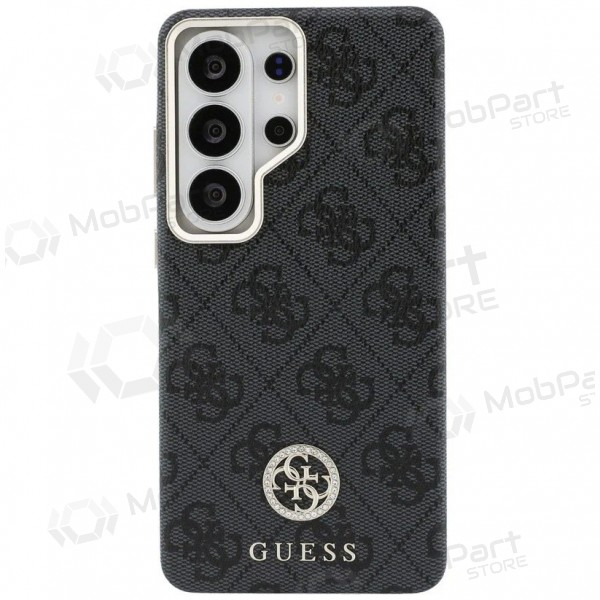 Samsung Galaxy S26 Ultra fodral - Guess PU Leather 4G Strass Logo Gold Frame Magnetic (svart)