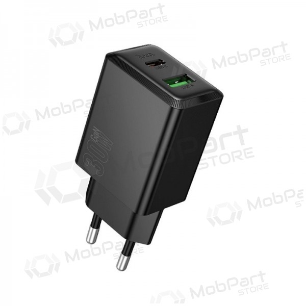 Telefonladdare Hoco N71 30 W GaN USB-C + USB-A svart