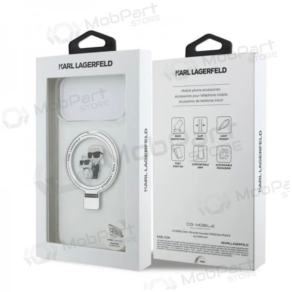 Apple iPhone 17 Pro Max fodral - Karl Lagerfeld Ringstand Karl and Choupette MagSafe (transparent)