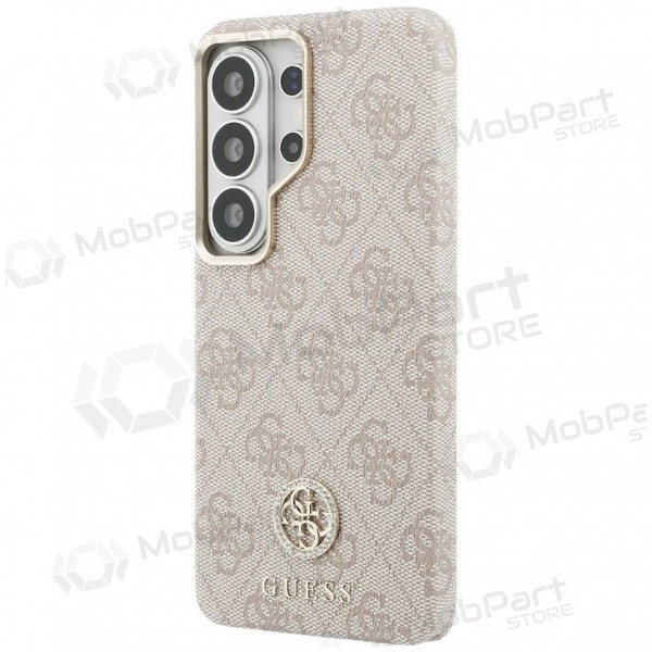 Samsung Galaxy S26 Ultra fodral - Guess PU Leather 4G Strass Logo Gold Frame Magnetic (rosa)