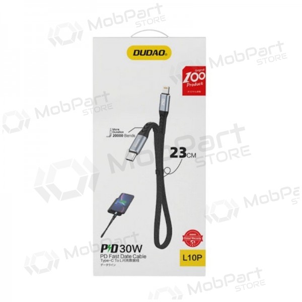 Lightning-kabel Dudao L10P USB-C till Lightning 0.23 m 20 W svart