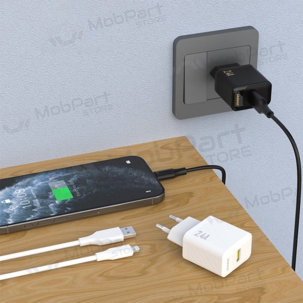 Telefonladdare Dudao A23L 12 W USB-A med USB-A till Lightning-kabel 1 m svart