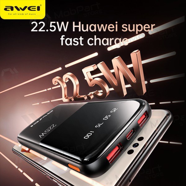 Powerbank Power Bank Awei P10K 22.5W 10000mAh svart