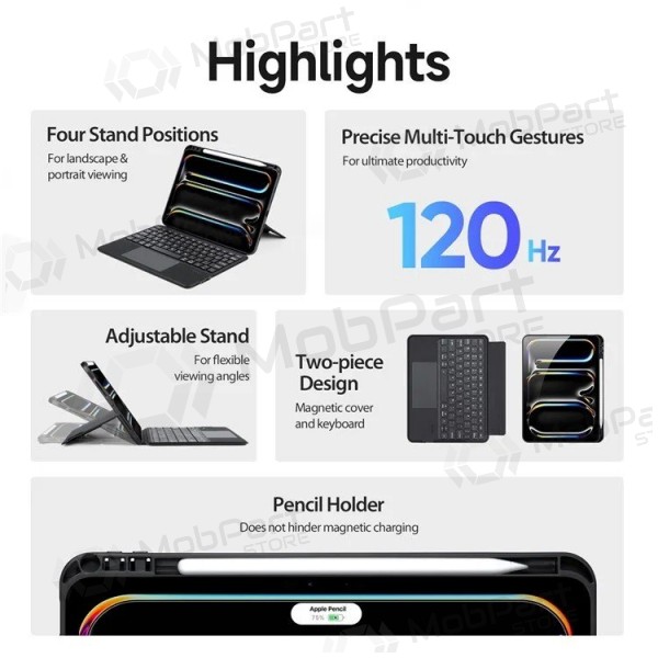 Apple iPad Pro 11 2024, 2025 fodral med tangentbord -Dux Ducis DK- (svart)