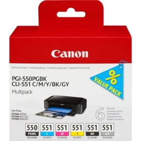 Canon PGI-550/CLI-551 (6496B005) Bläckpatronset, PGBK/C/M/Y/BK/GY