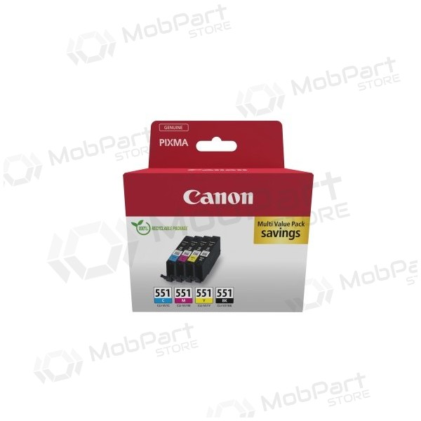 Canon CLI-551 (6509B016) bläckpatronpaket, C/M/Y/BK