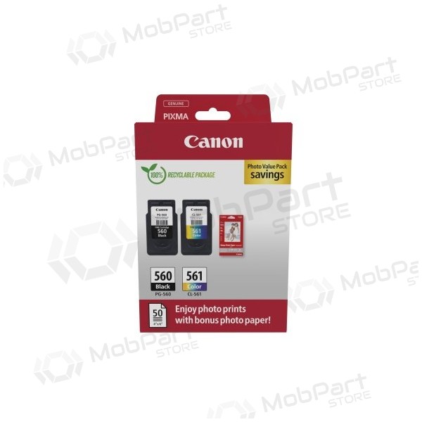 Canon CRG PG-560/CL-561 + Photo Paper Value Pack (3713C008) Bläckpatronpaket, BK/CMY