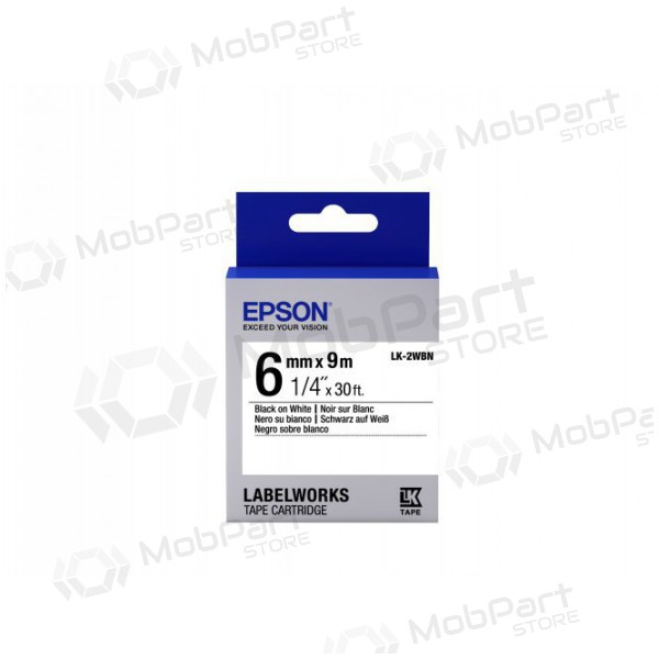 Epson etikettkassett LK-2WBN standardlim svart på vit 6 mm (9 m)
