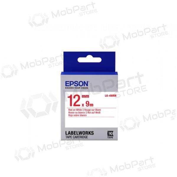 Epson LK-4WRN (C53S654011) etikettkassett standard, röd på vit 12mm (9m)